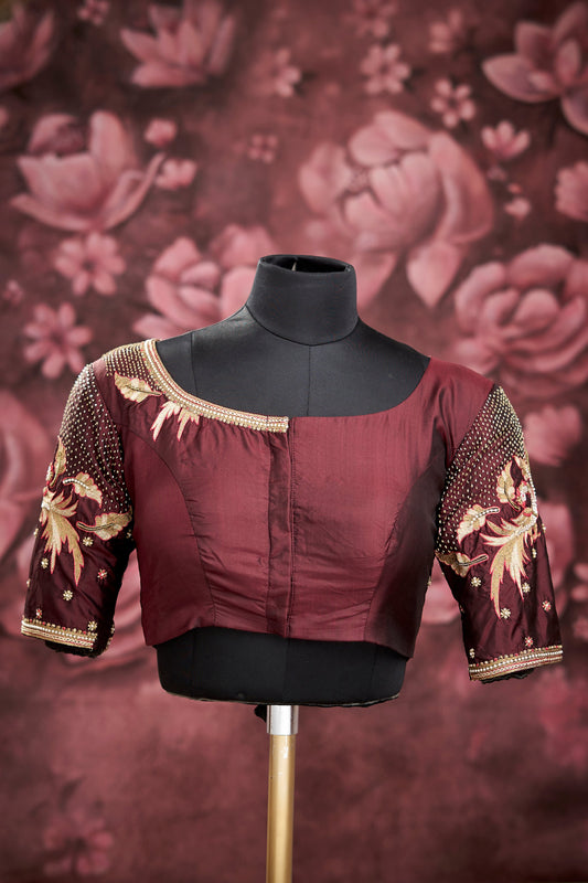 Wine heavy work blouse