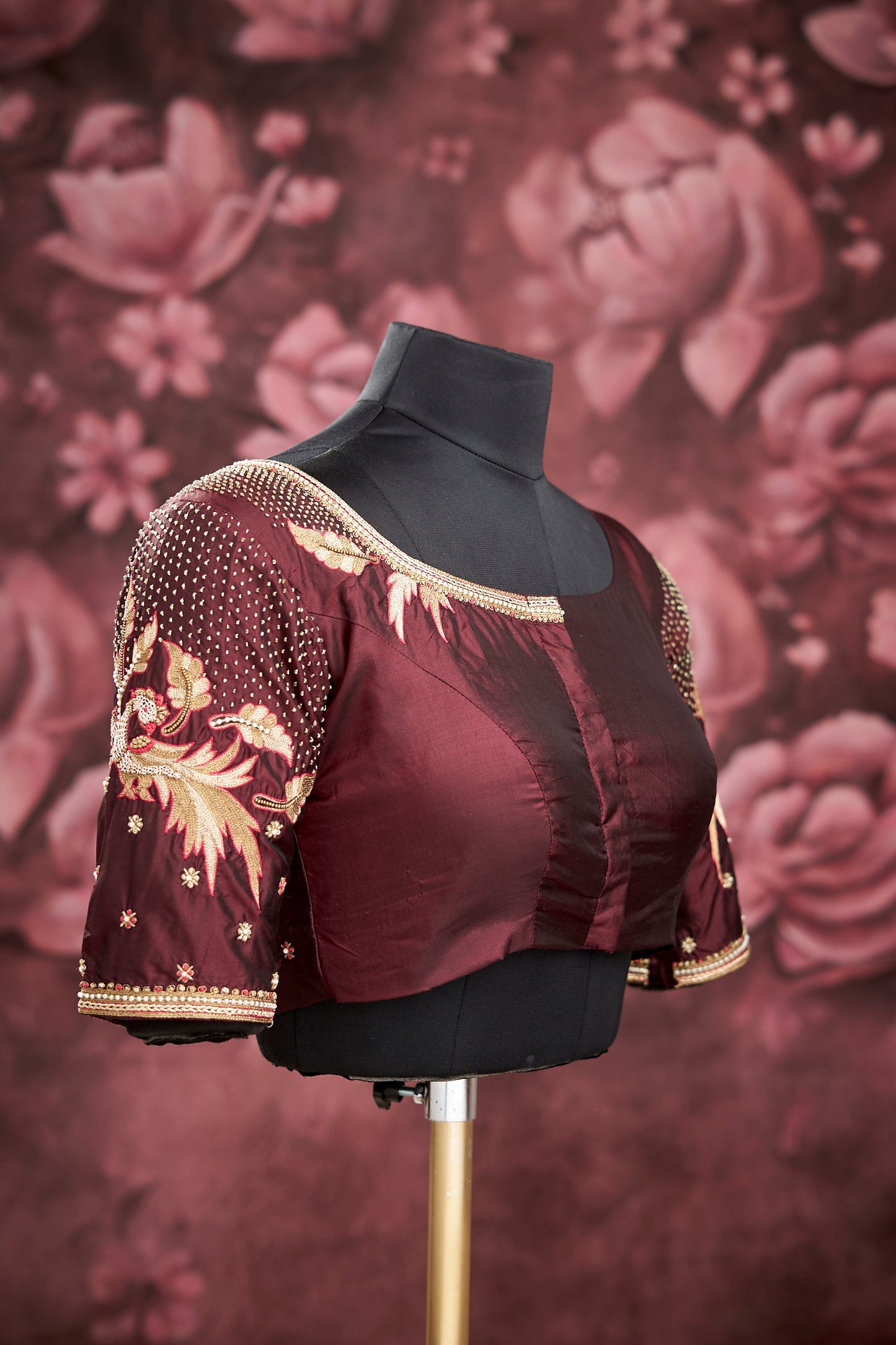 Wine heavy work blouse