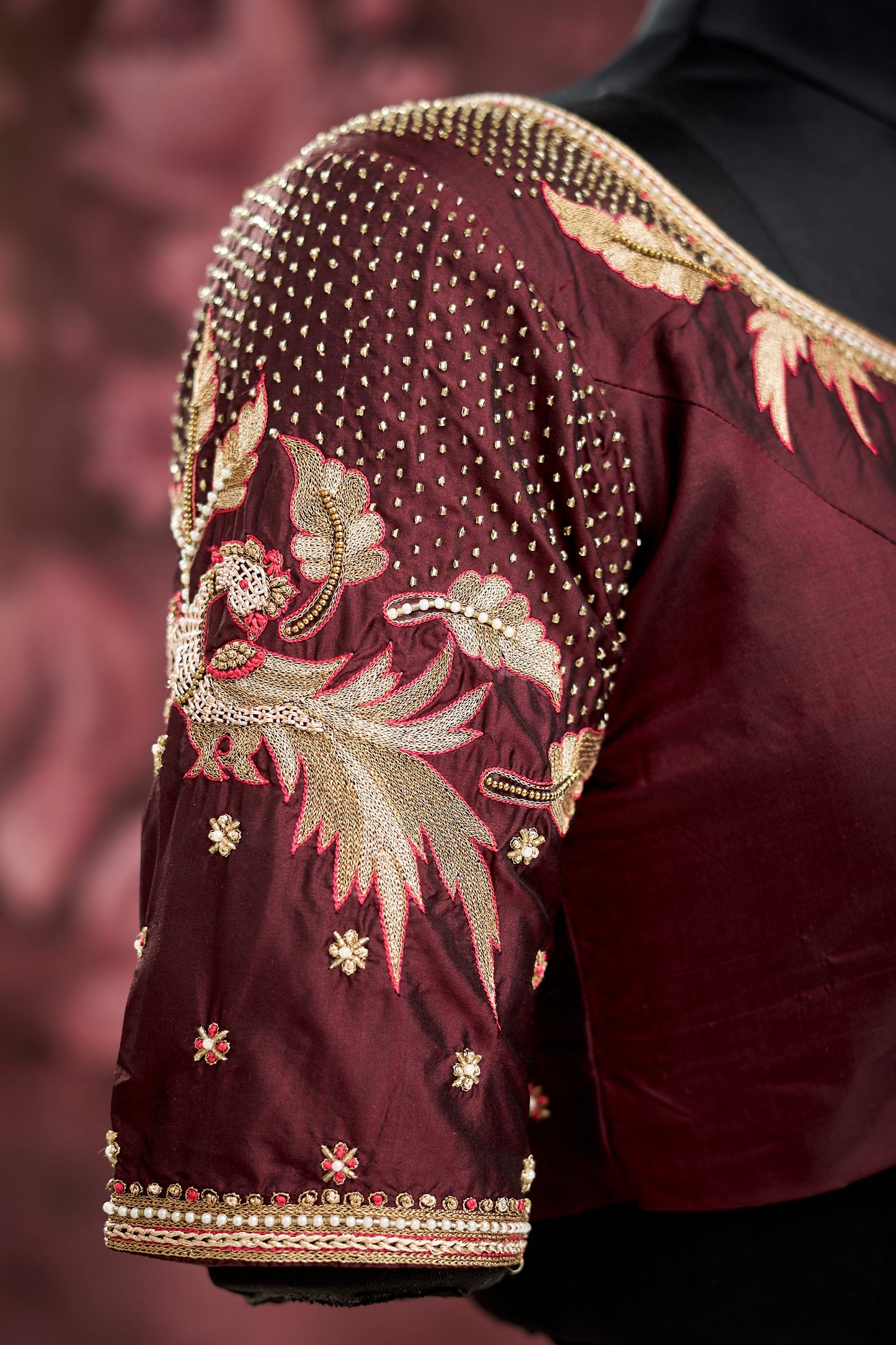 Wine heavy work blouse