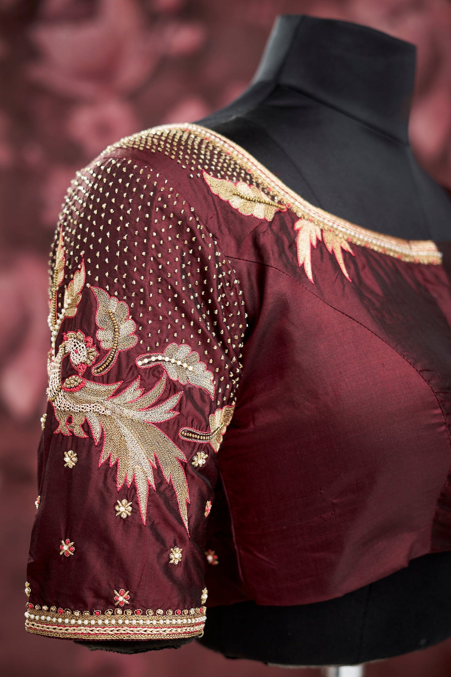 Wine heavy work blouse