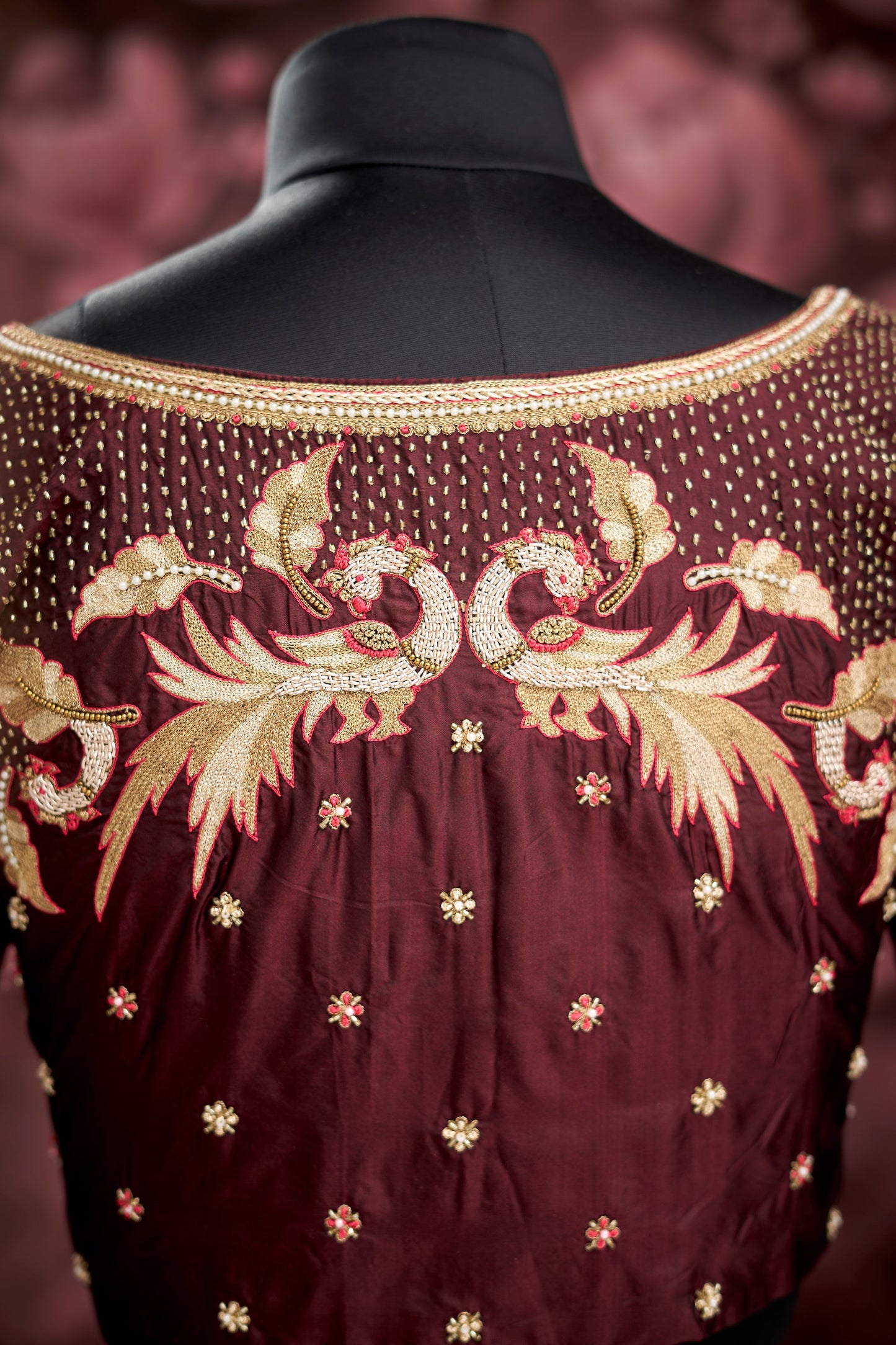 Wine heavy work blouse
