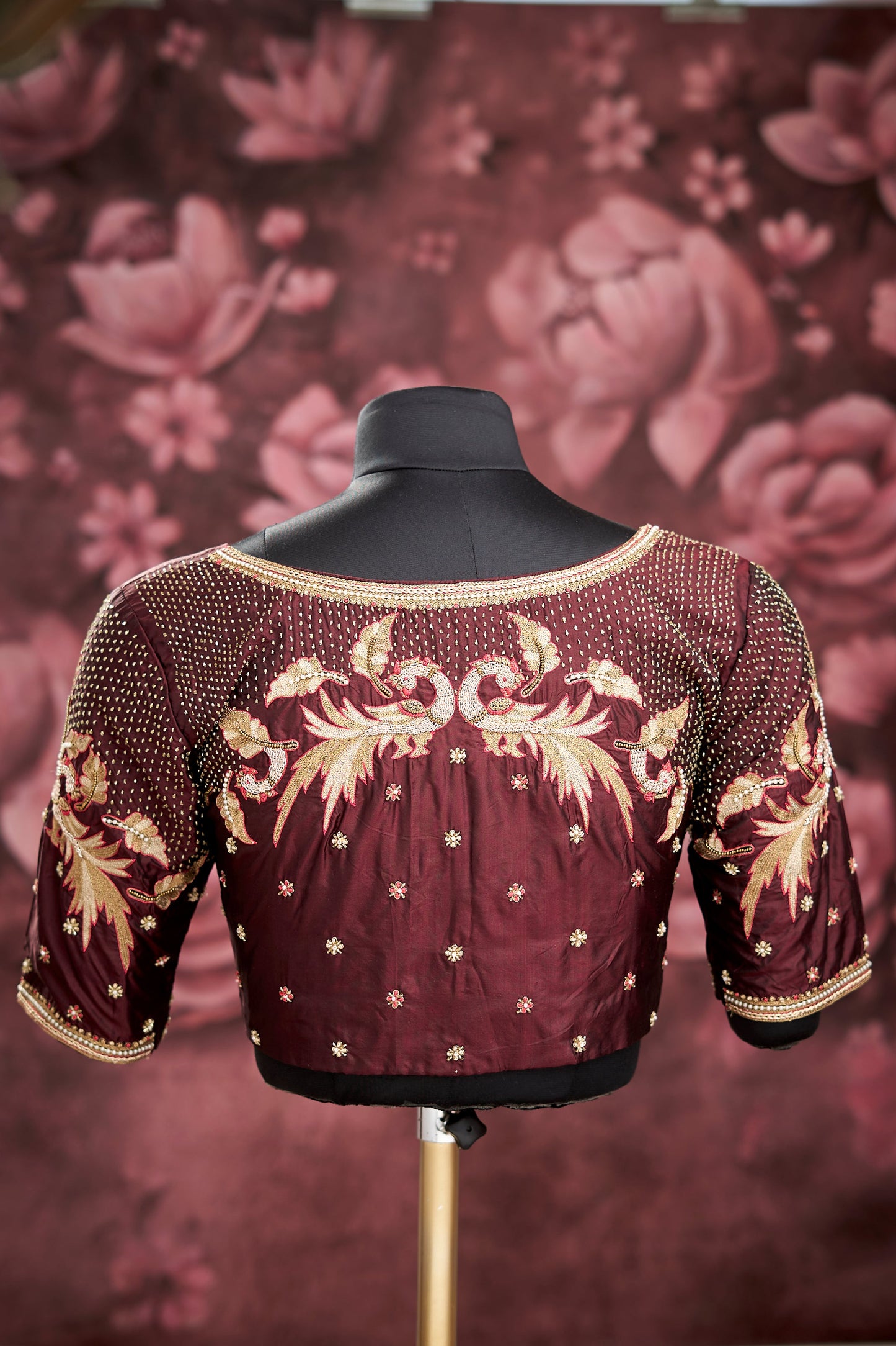 Wine heavy work blouse