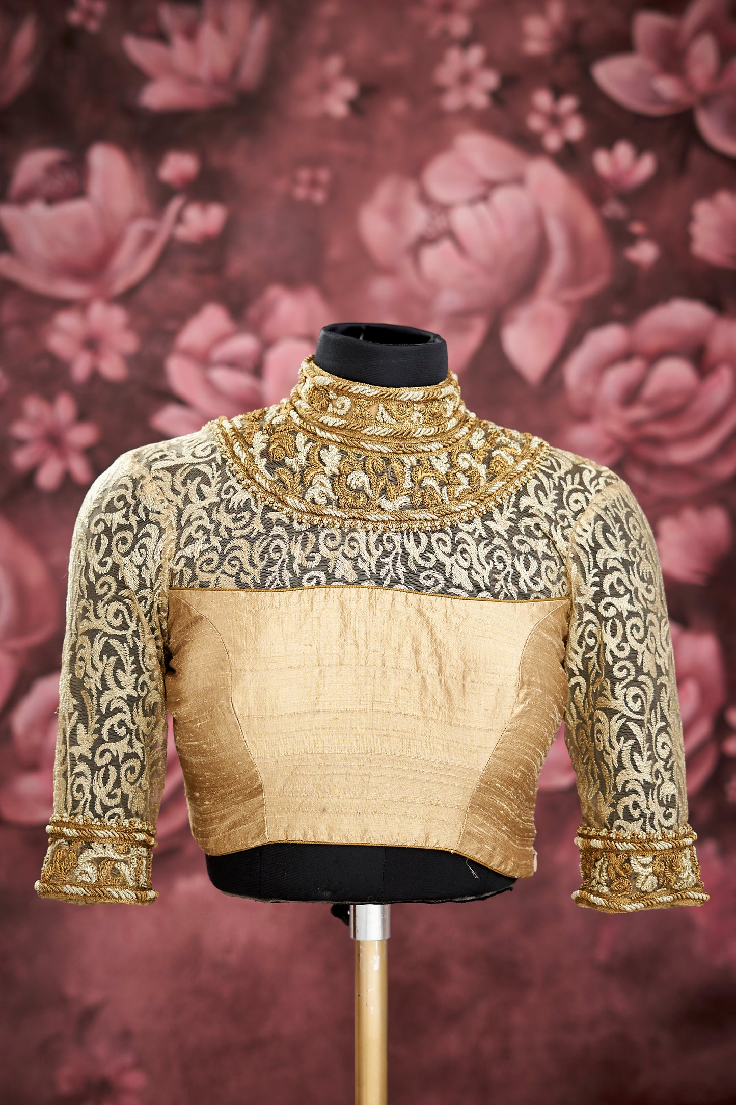 Gold net heavy work blouse