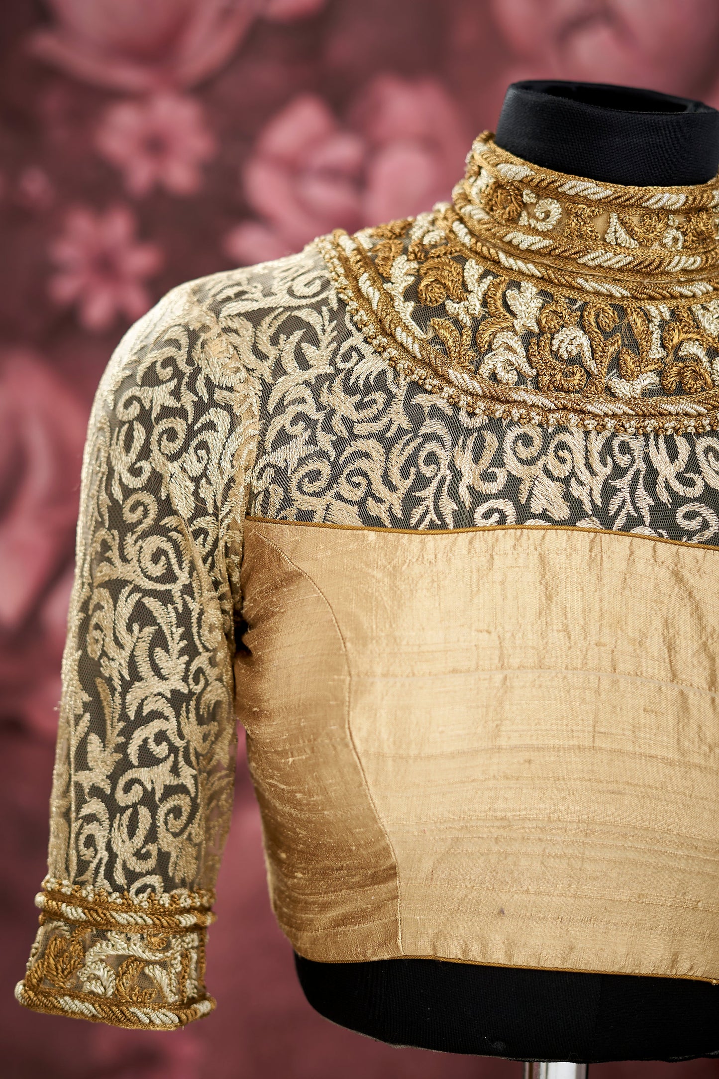 Gold net heavy work blouse