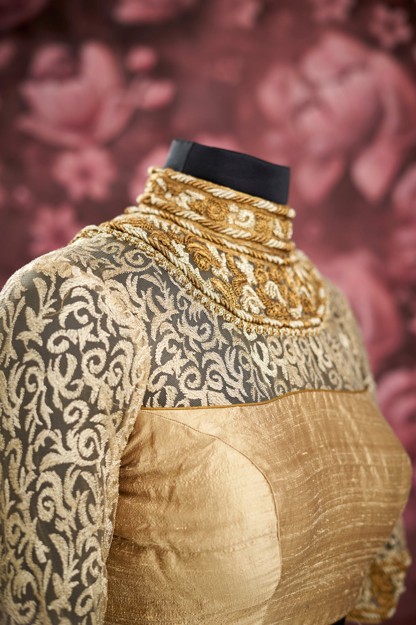 Gold net heavy work blouse