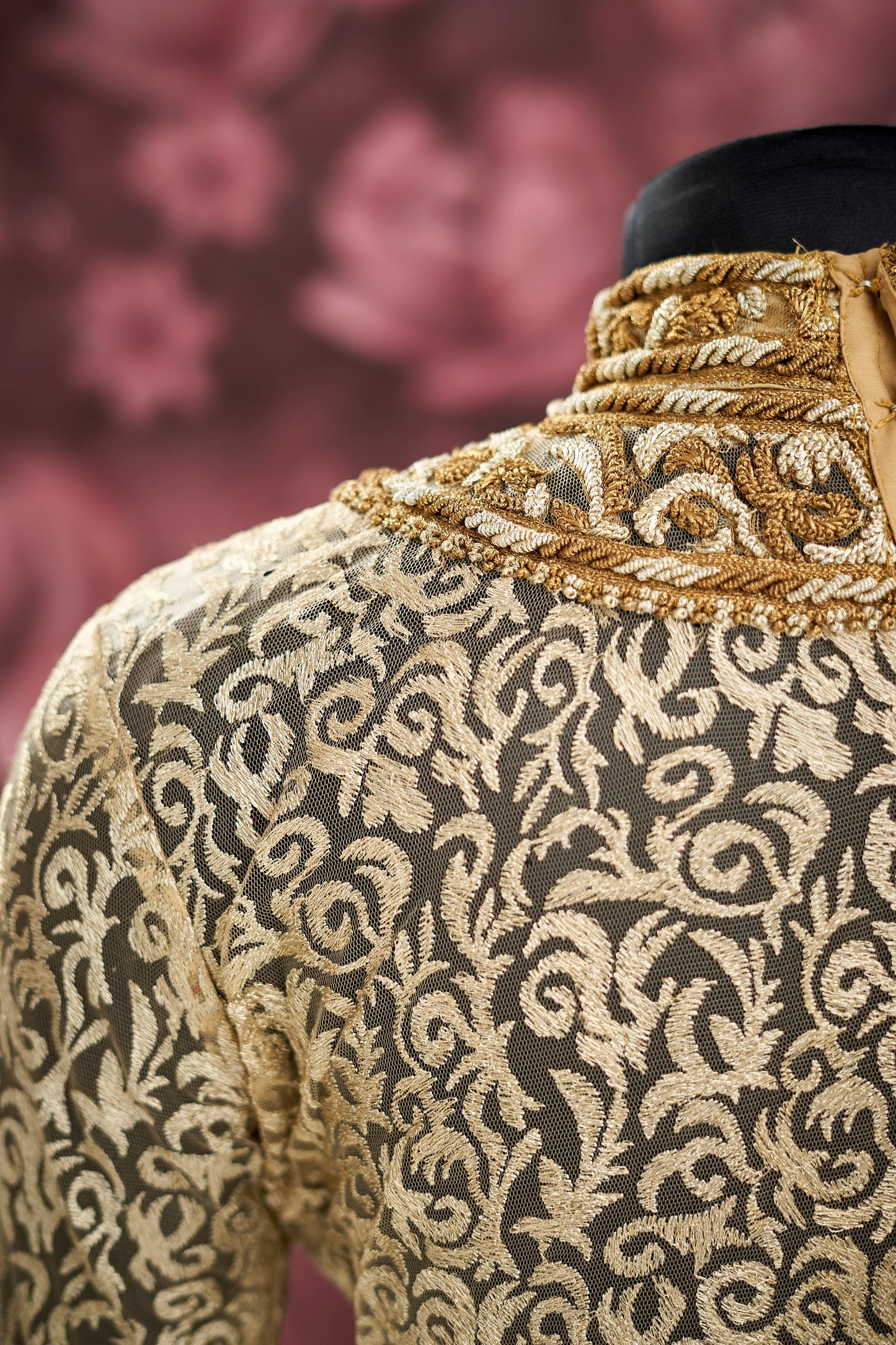 Gold net heavy work blouse
