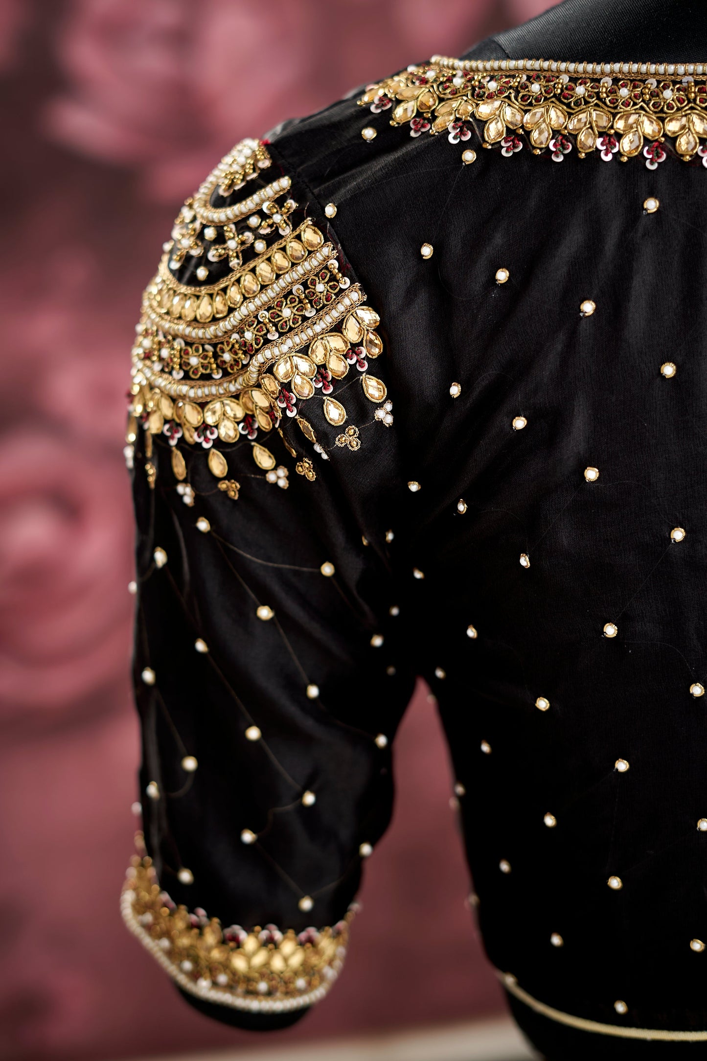 Black Net with Kundan