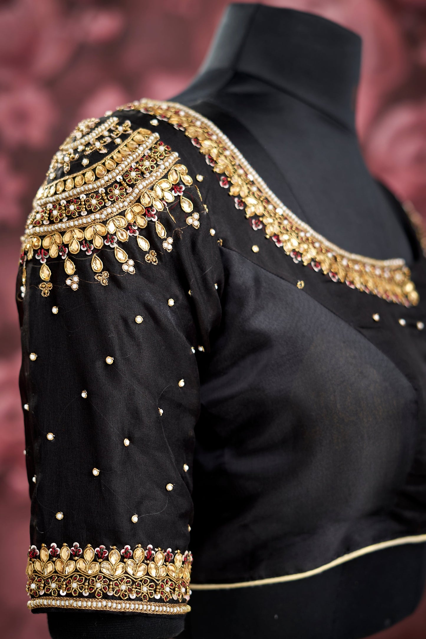 Black Net with Kundan