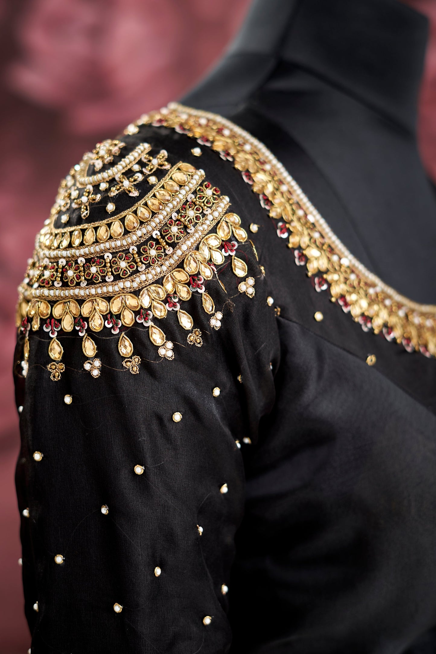 Black Net with Kundan