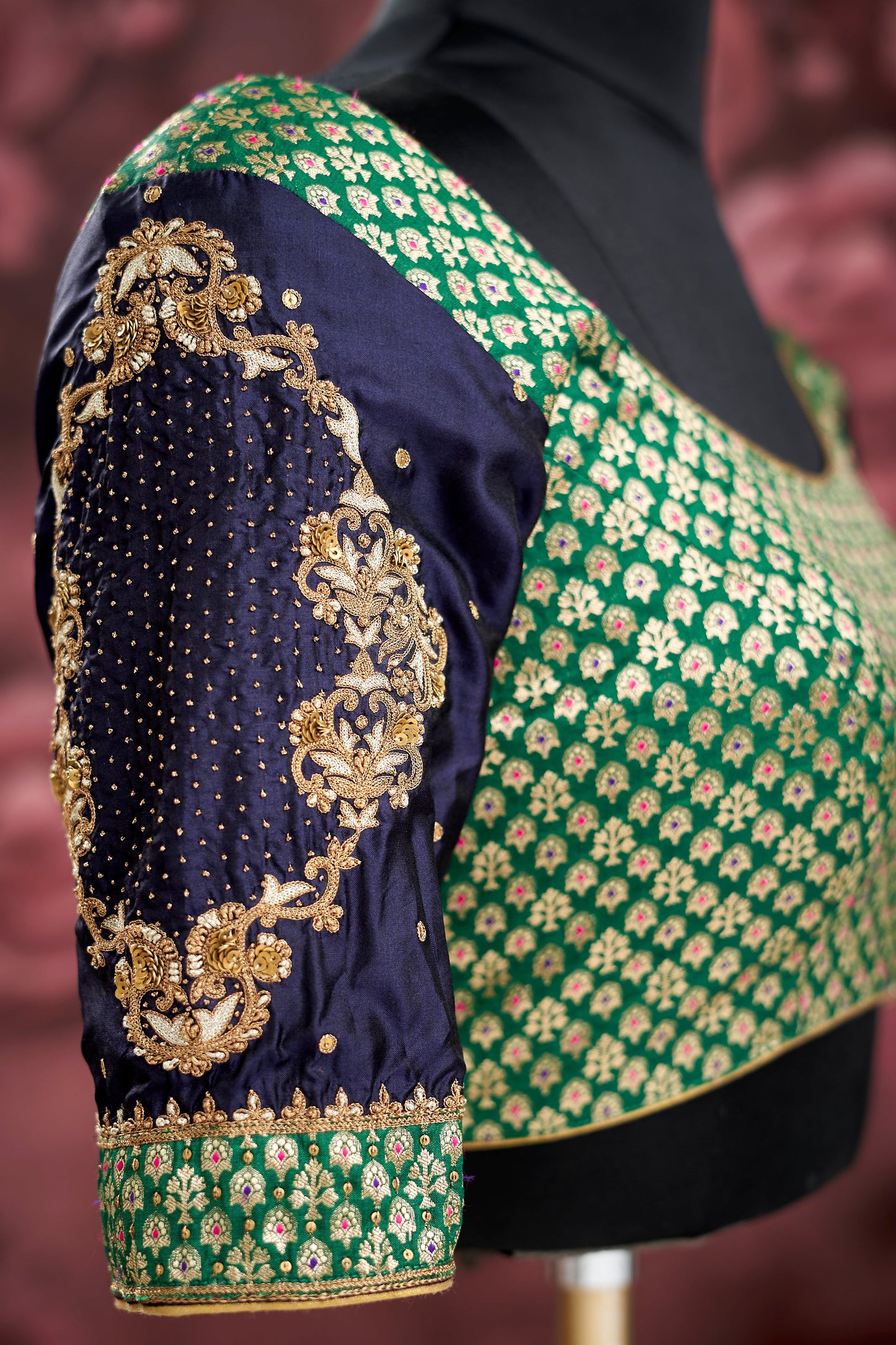Green Brocade Unstitched fabric