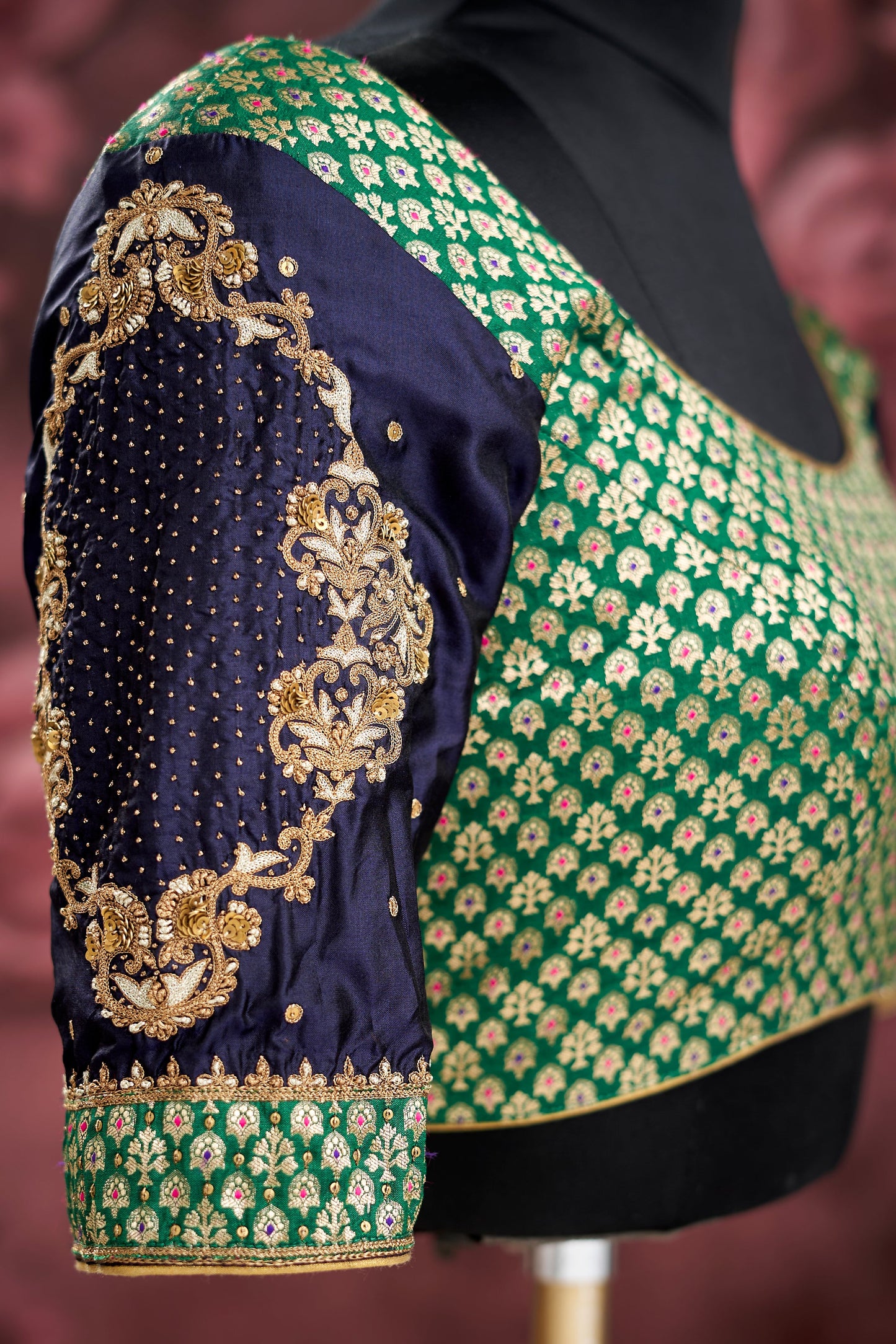Green Brocade Unstitched fabric