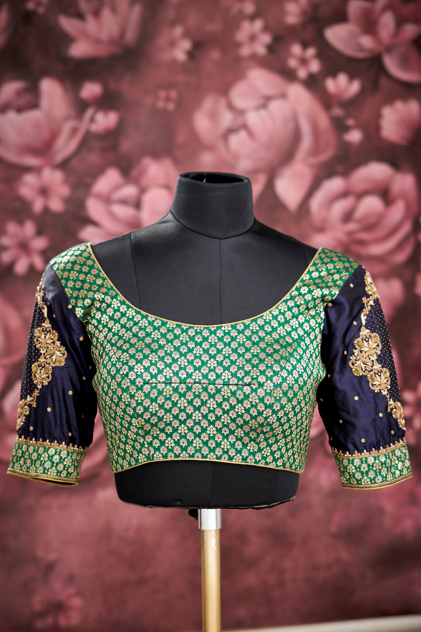Green Brocade Unstitched fabric