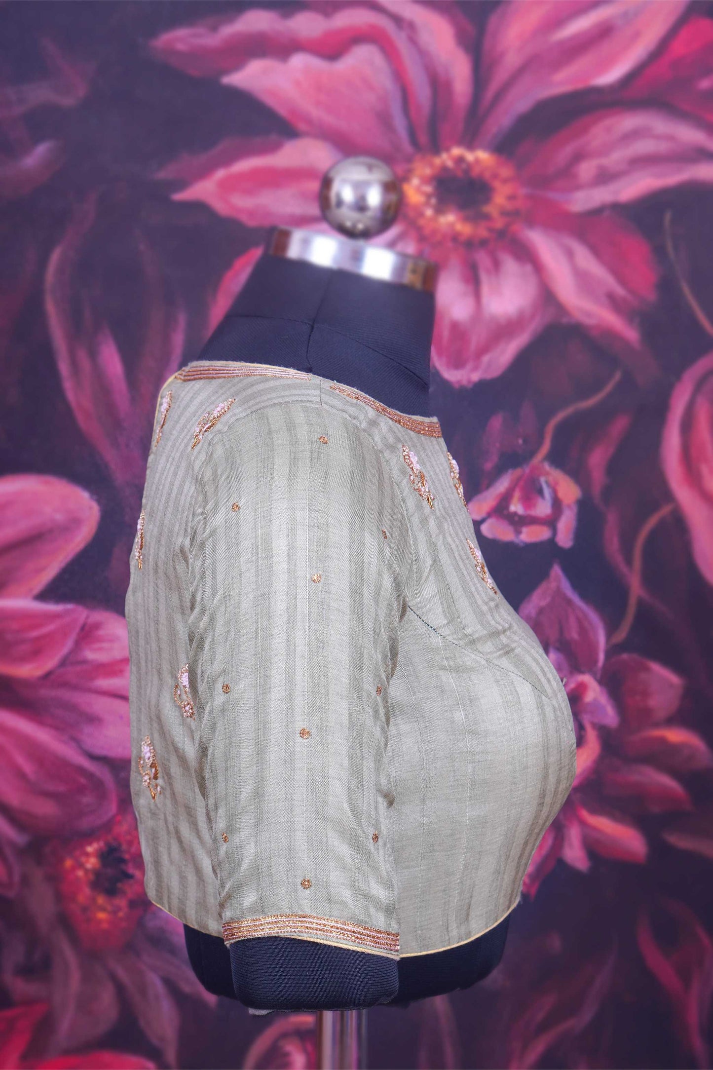 Grey Jute Cotton Zari Work