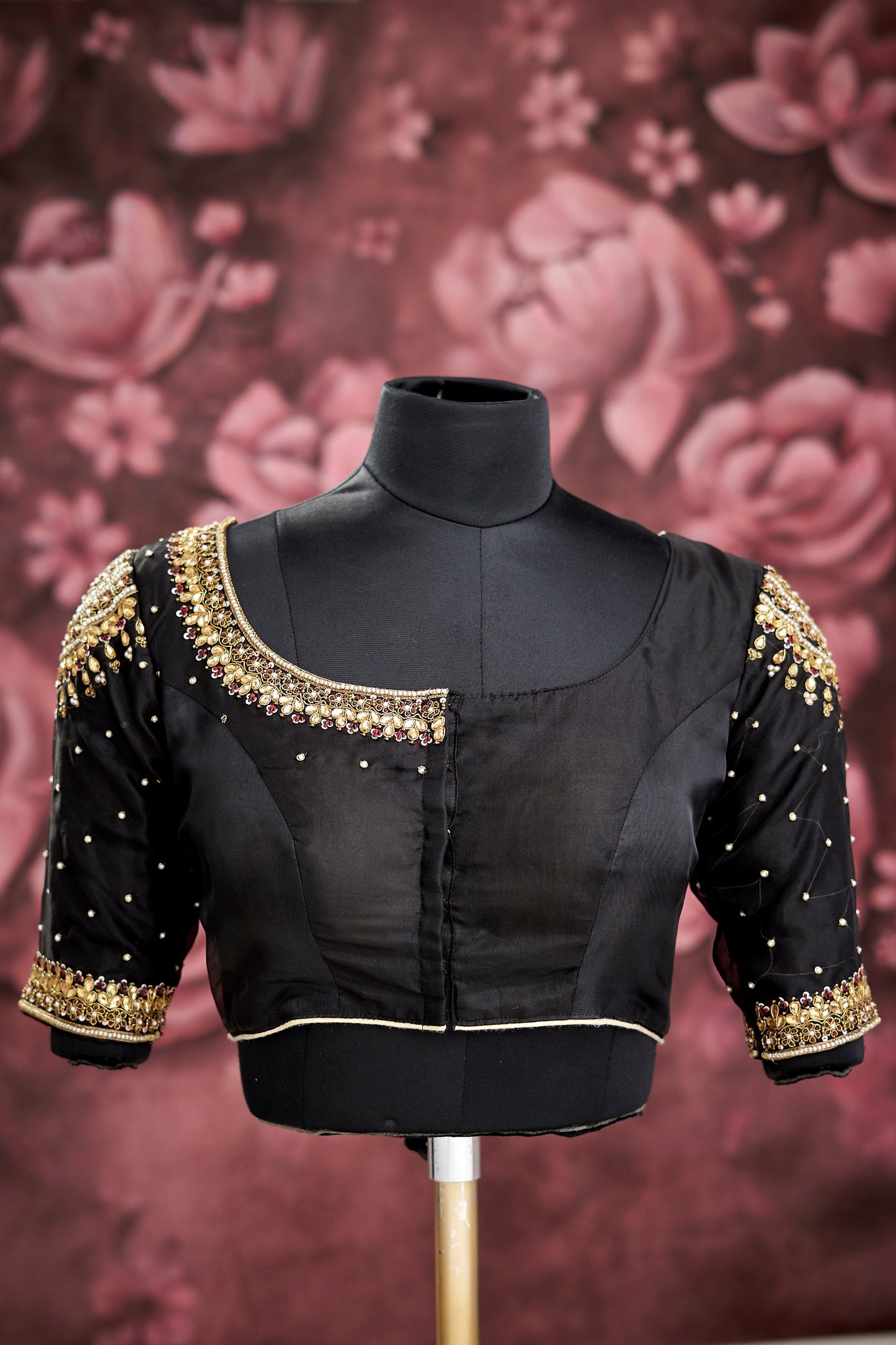 Black Net with Kundan